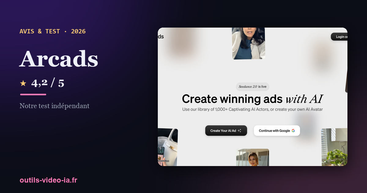 Arcads — aperçu du site officiel