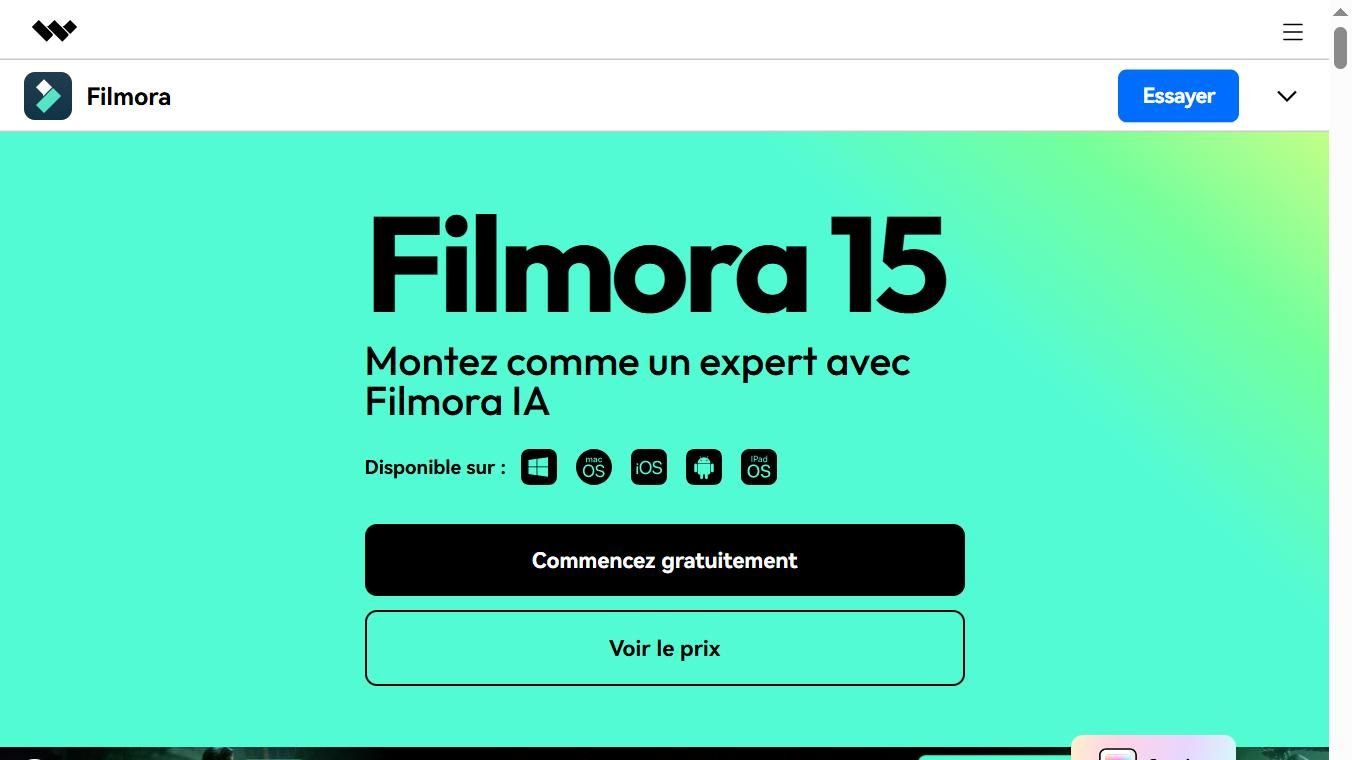 Filmora — éditeur vidéo Wondershare boosté par l'IA en 2026