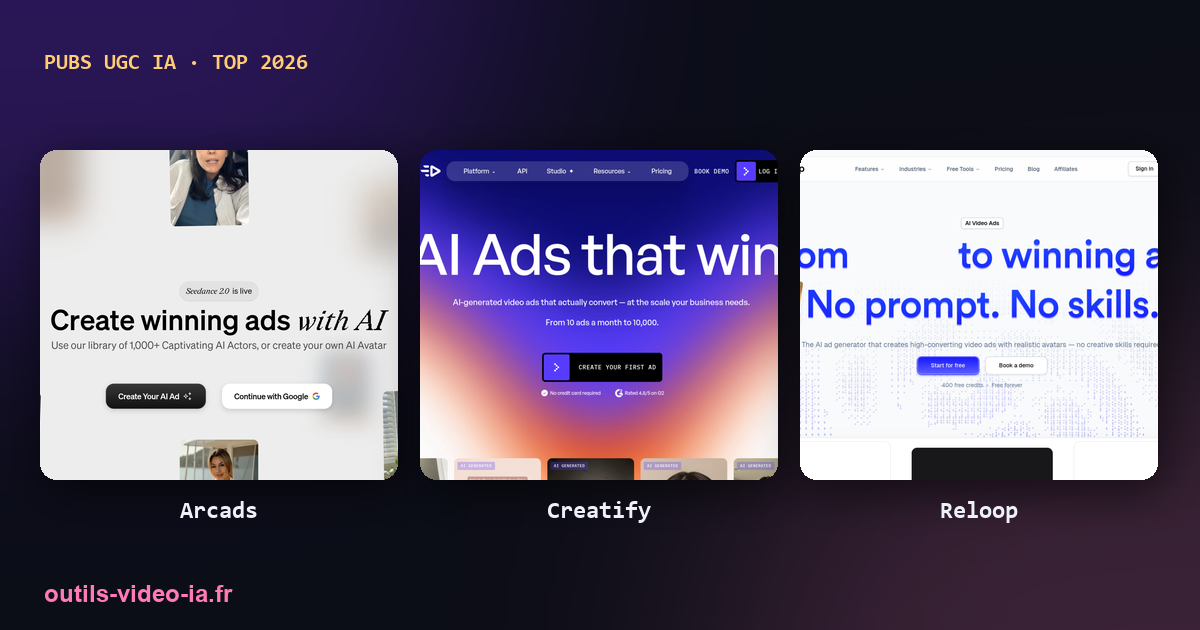 Outils UGC IA : Arcads, Creatify et Reloop